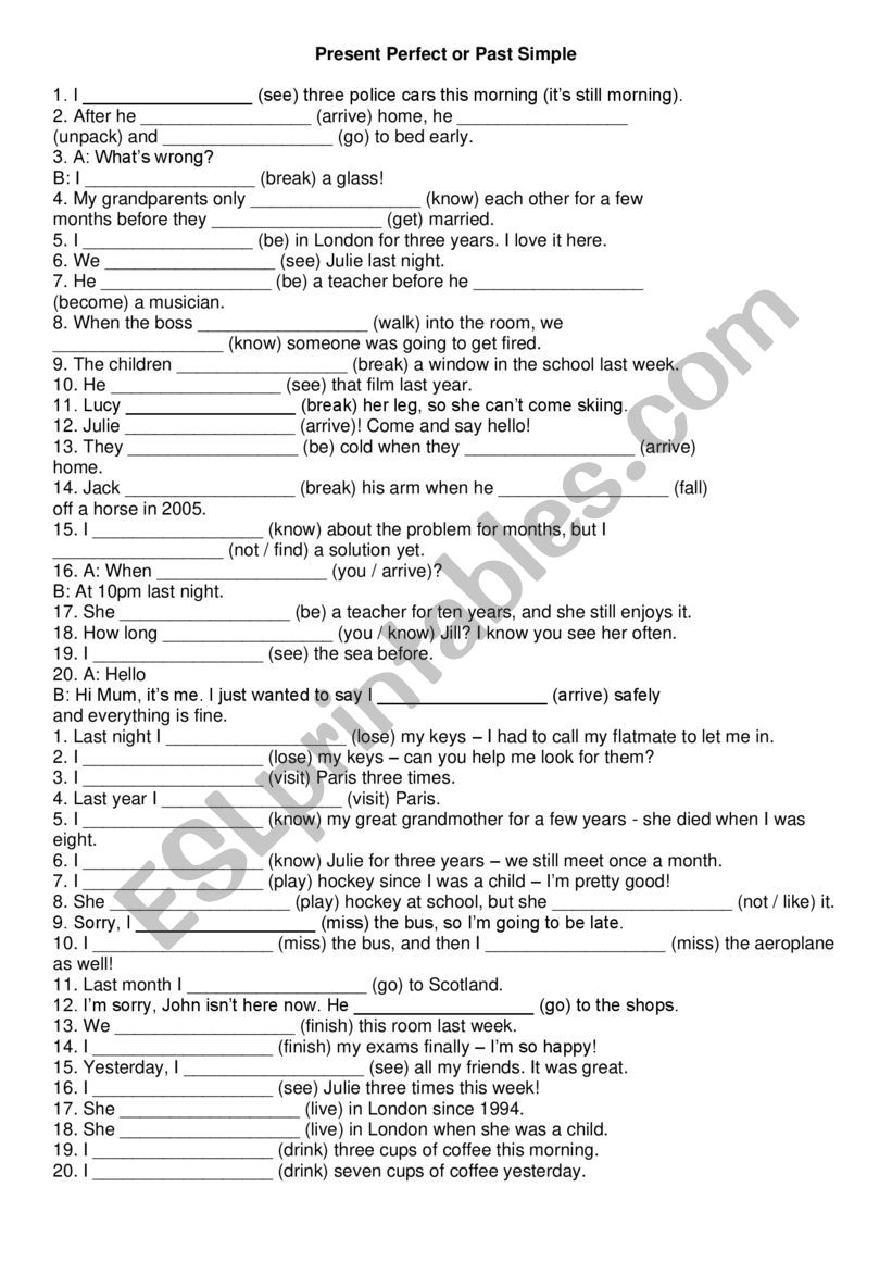 Past simple vs present perfect