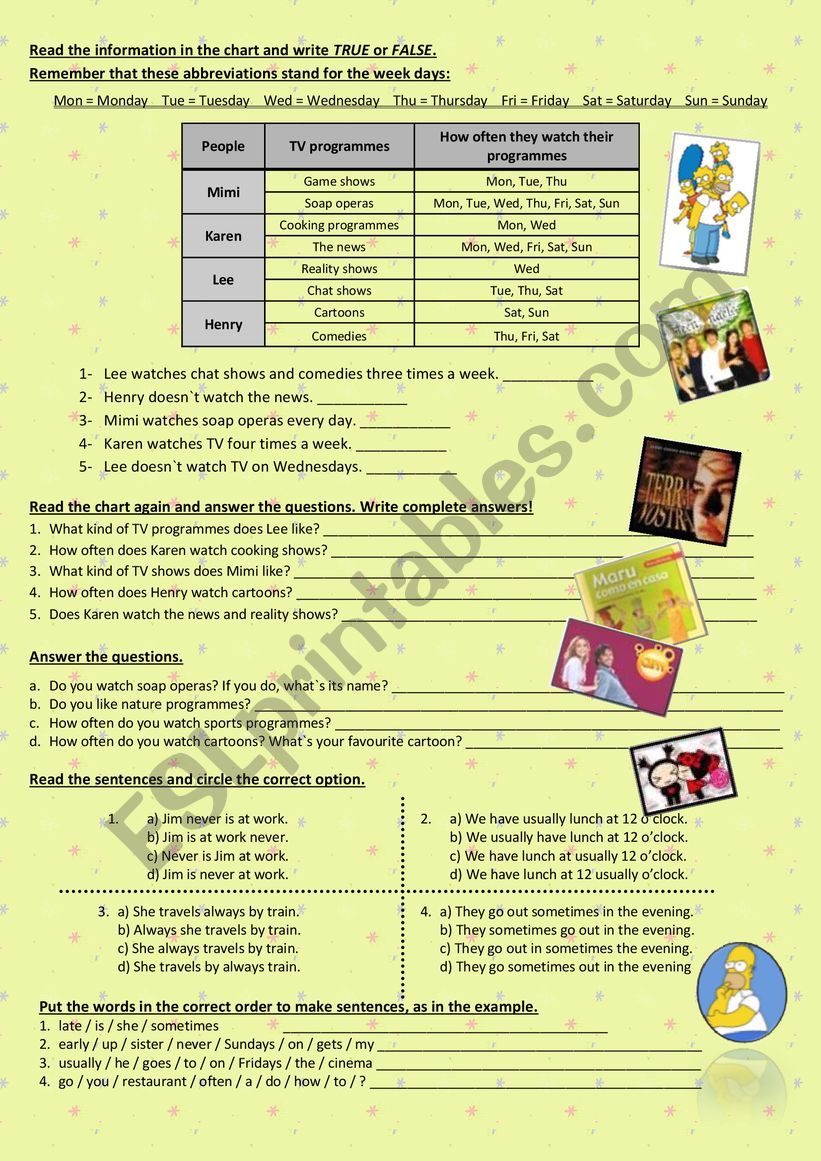 adverbs of frequency worksheet