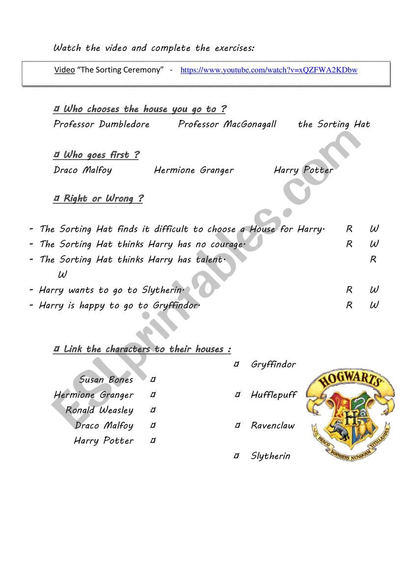 Sombrero seleccionador worksheet