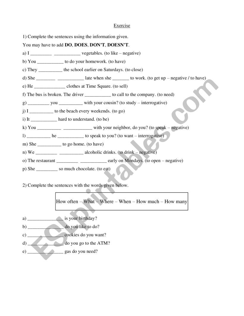 Present simple + adverbs of frequency