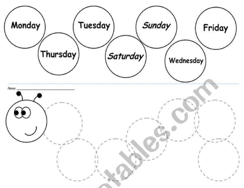 days of the week cut out worksheet