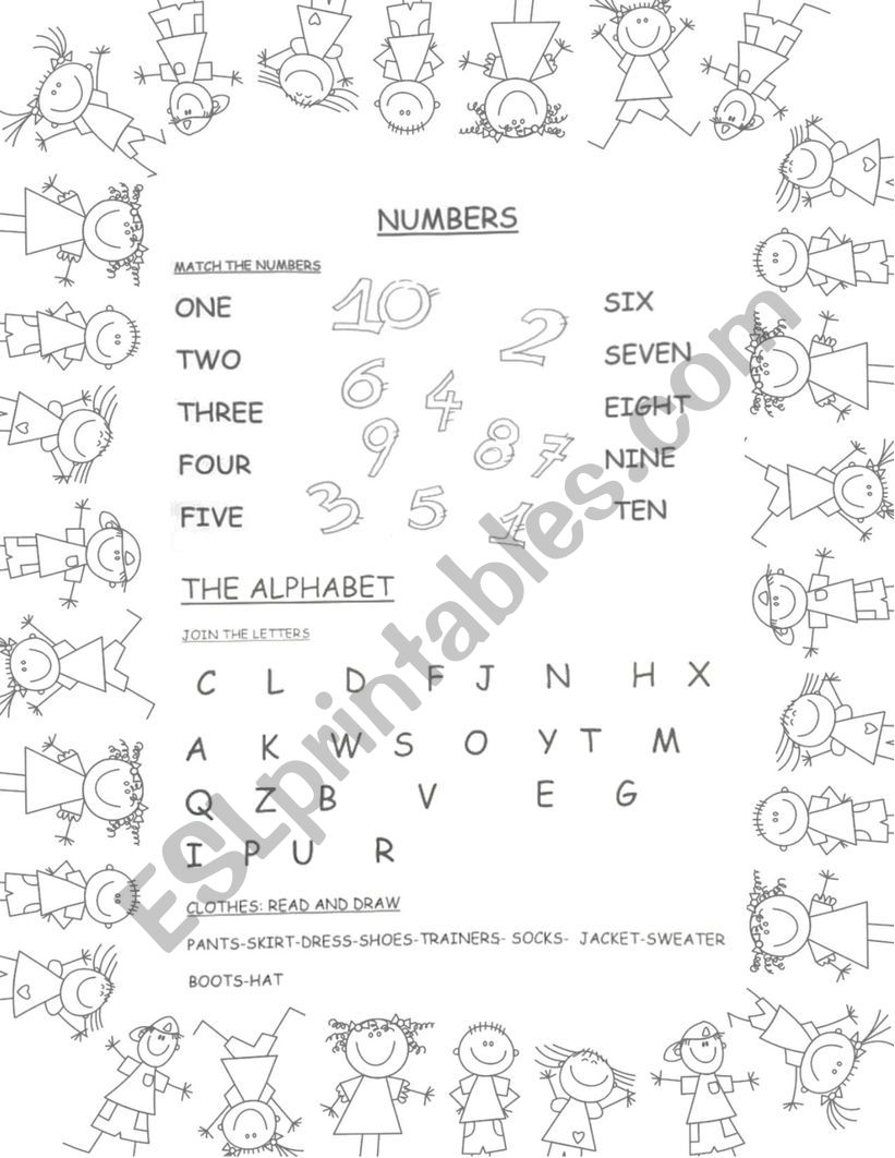 Numbers and the Alphabet worksheet