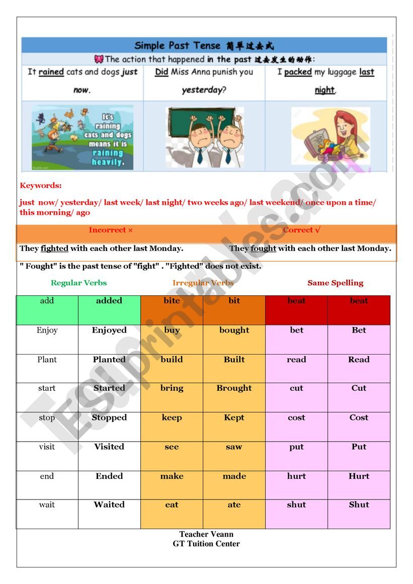 Simple Past Tense  worksheet