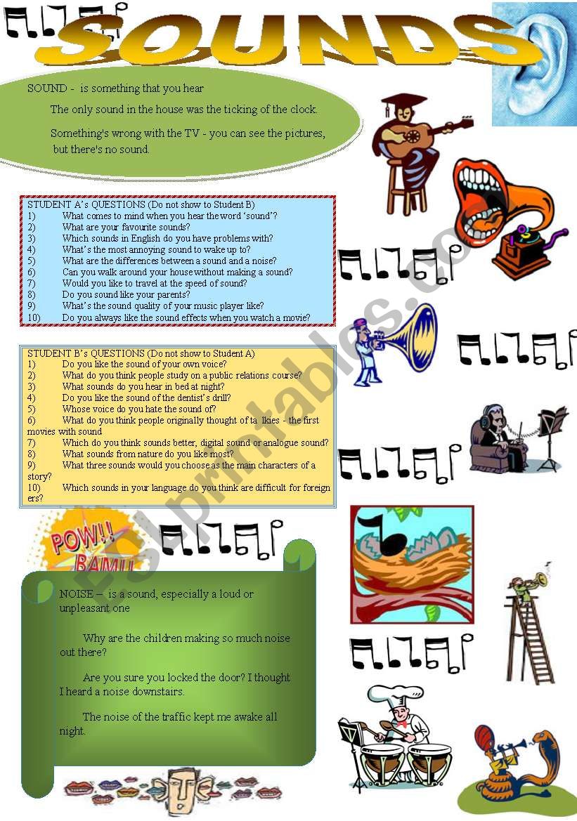 SOUNDS - fun activities worksheet