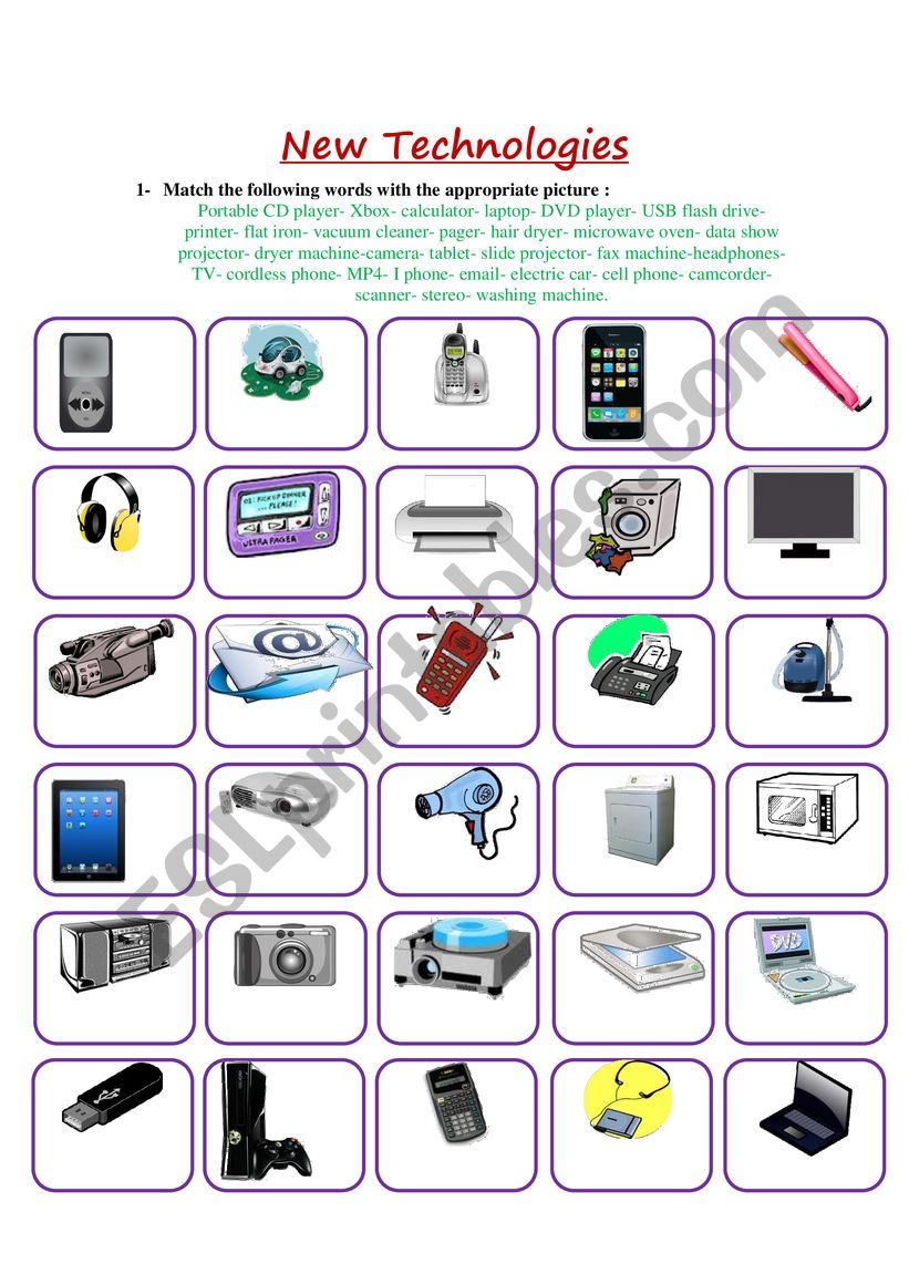 New Technologies worksheet