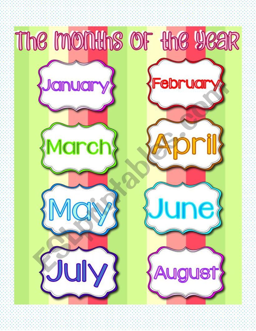 ❤❤❤❤ Months of the year bingo cards ❤❤❤❤