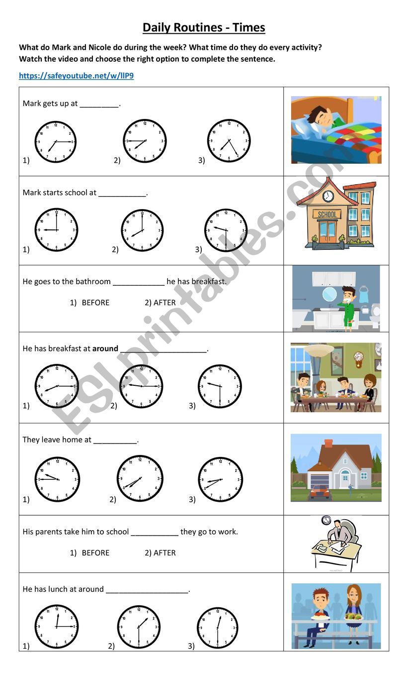Routines - The time worksheet