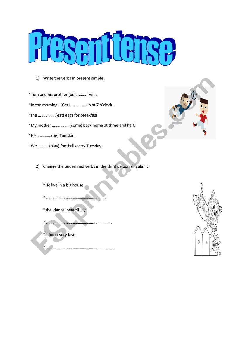 present tense  worksheet
