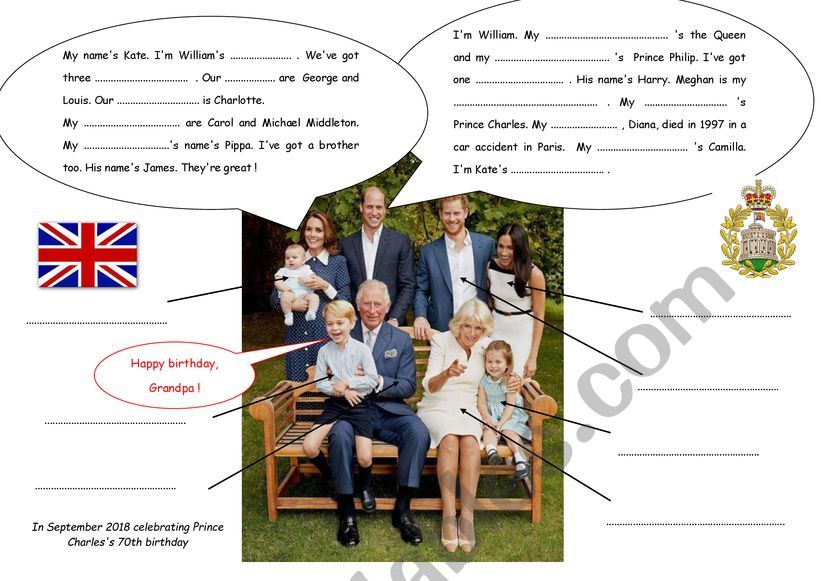 A happy royal family  worksheet