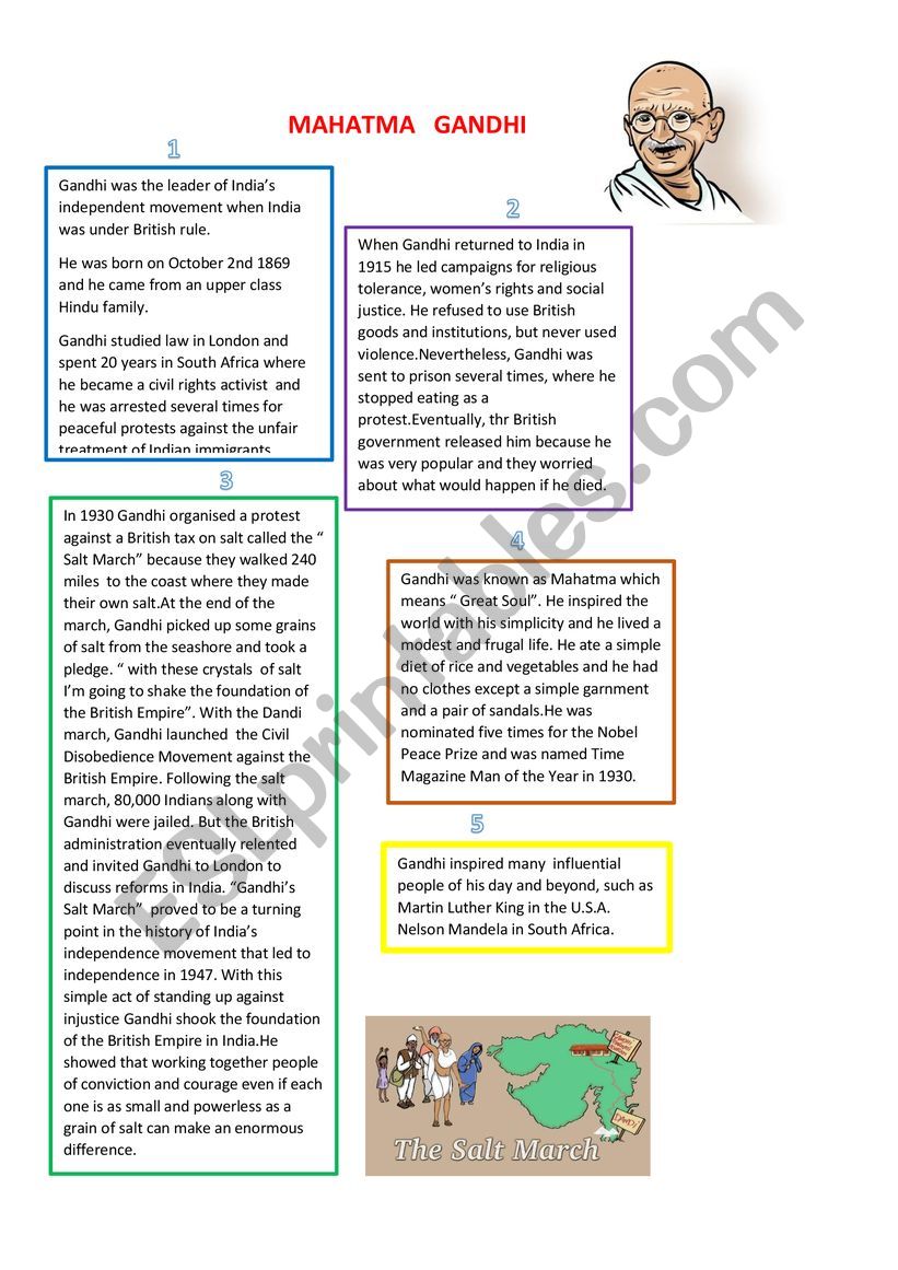 Mahatma Gandhi worksheet