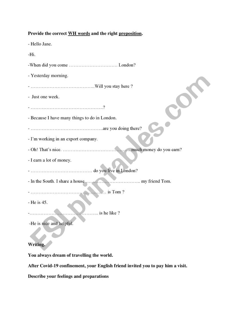 Conversation worksheet