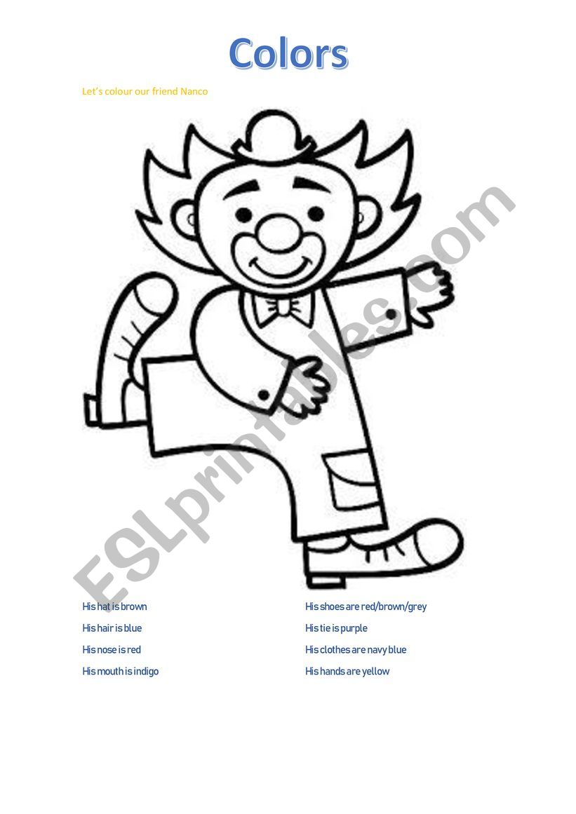 Colors worksheet