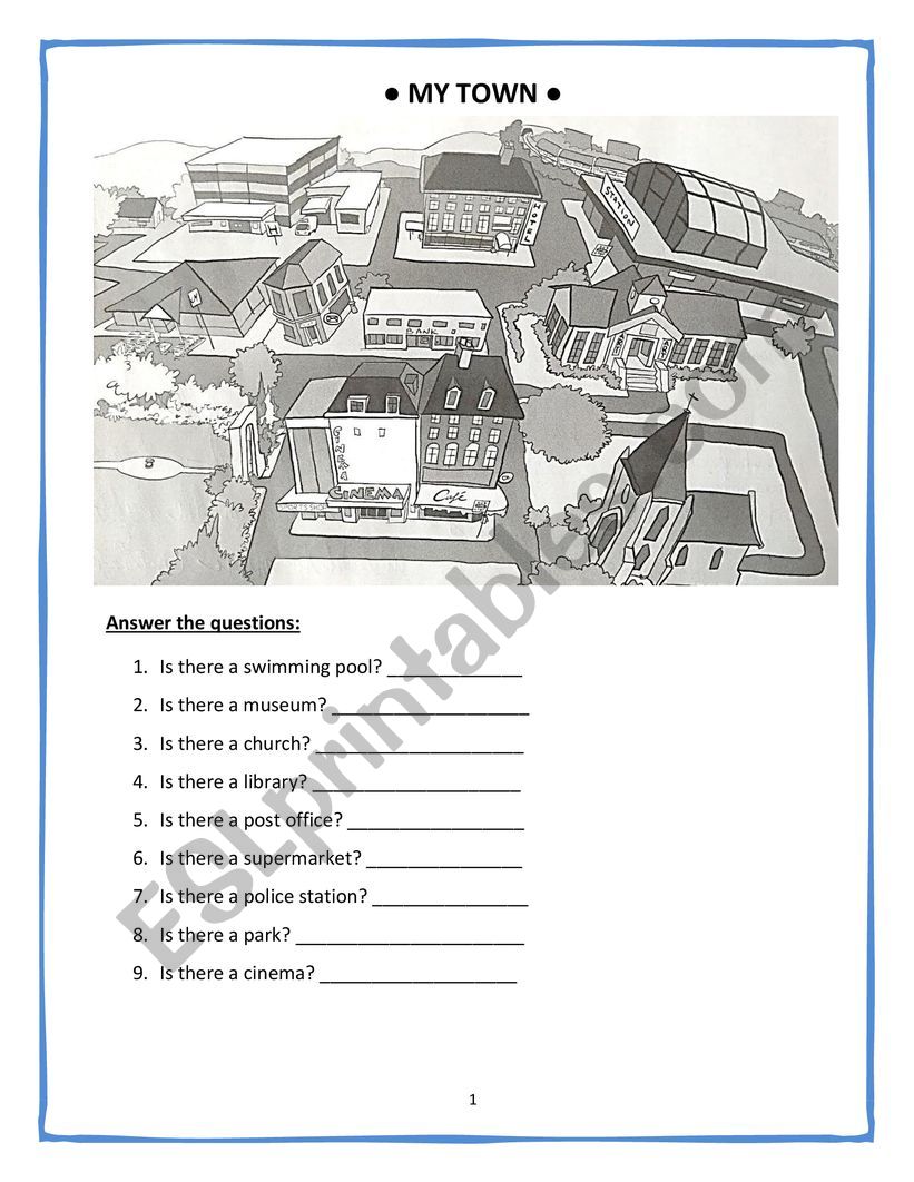 Welcome to my town! worksheet