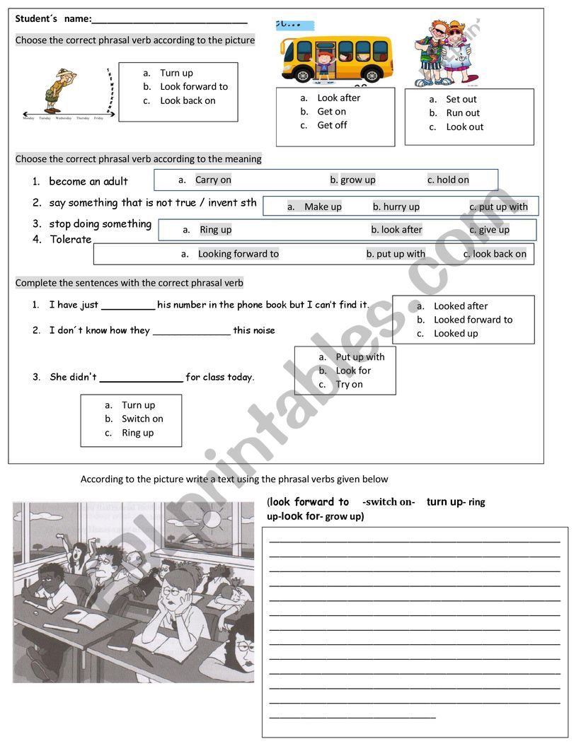 QUIZ PHRASAL VERBS worksheet