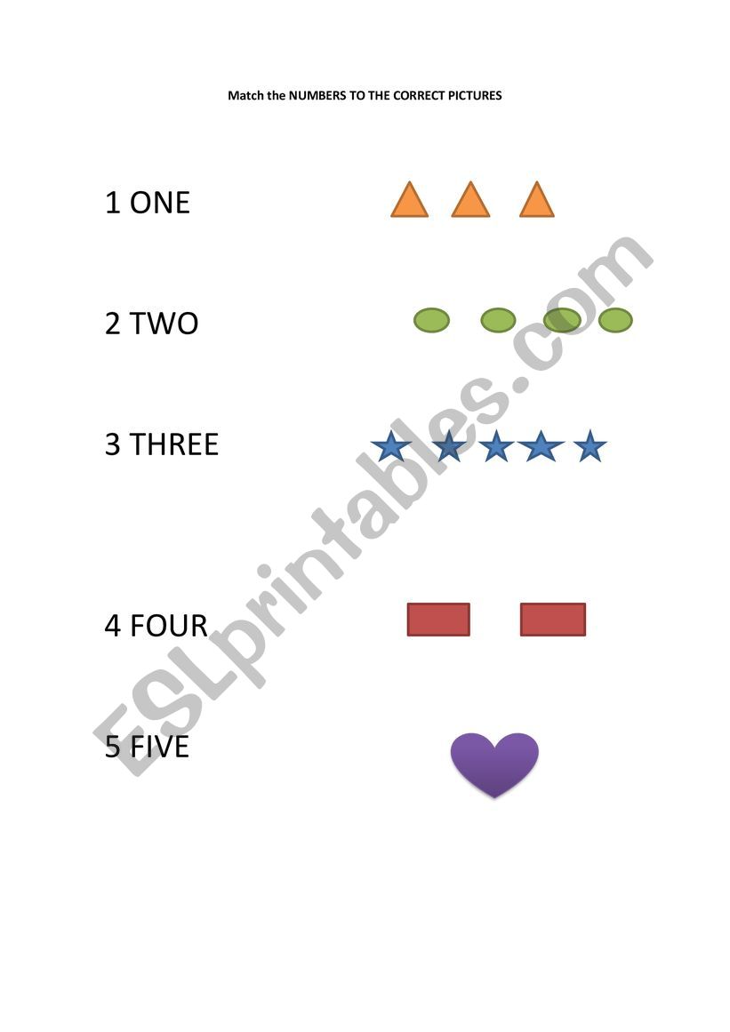 NUMBERS 1 - 5 worksheet