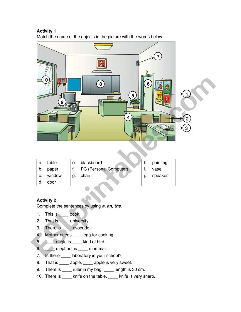 Object in the class worksheet