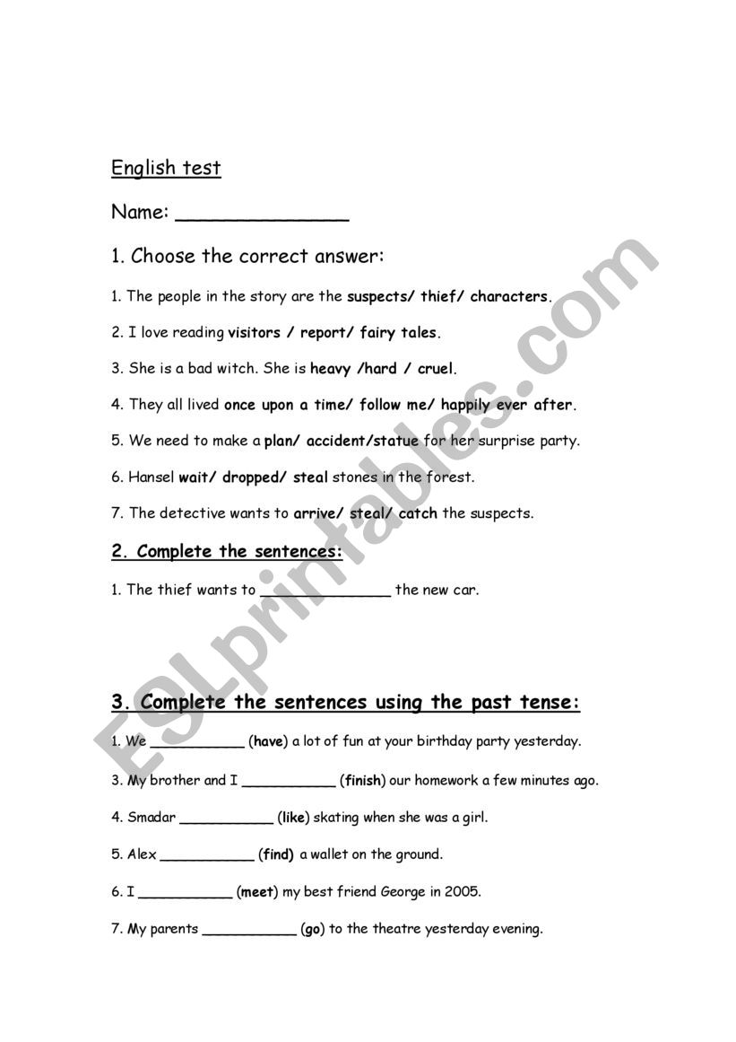 5th grade ESL vocabulary worksheet