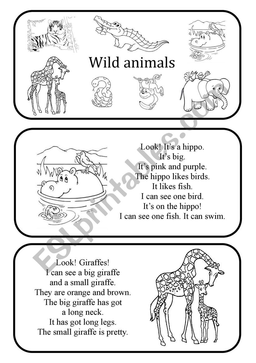 Wild Animals Mini Book worksheet