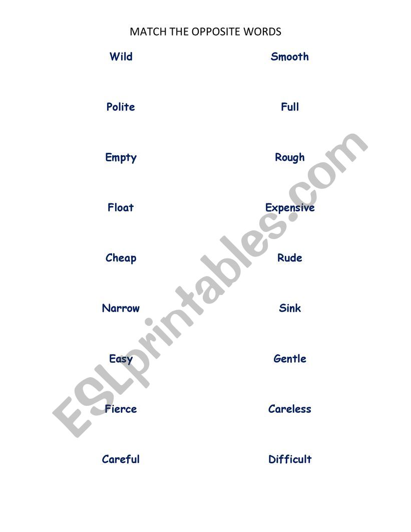Opposites worksheet