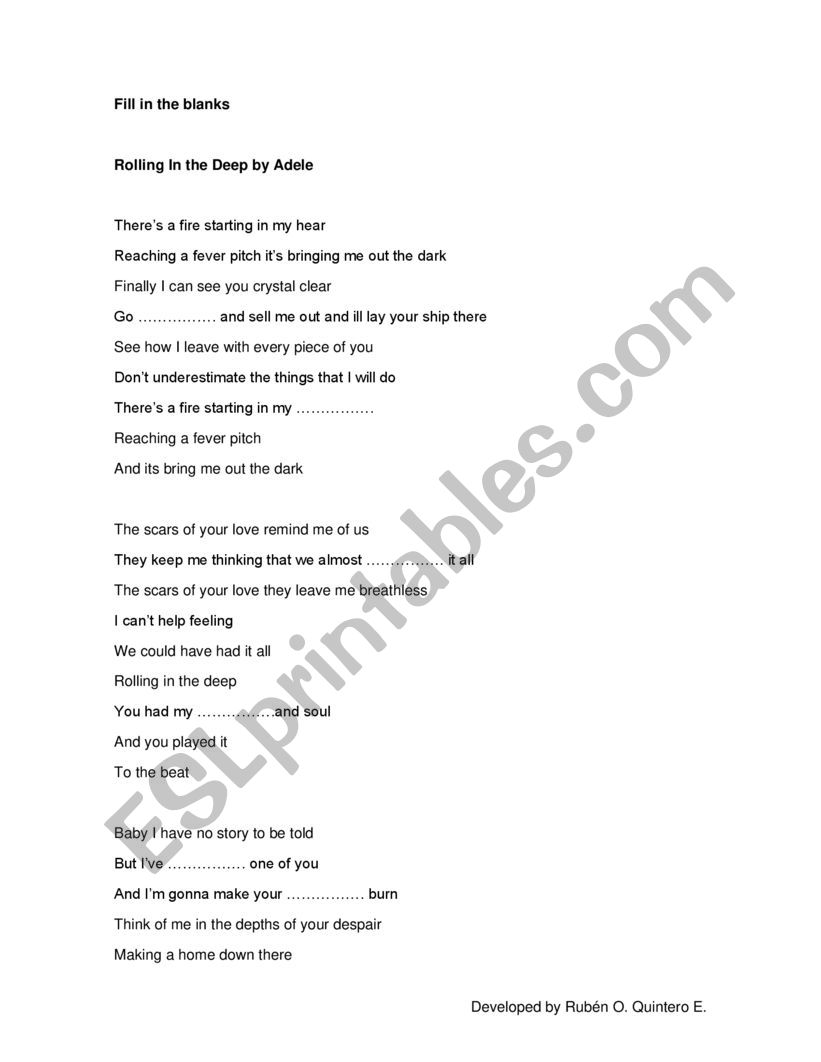 Rolling in the deep, simple past tense
