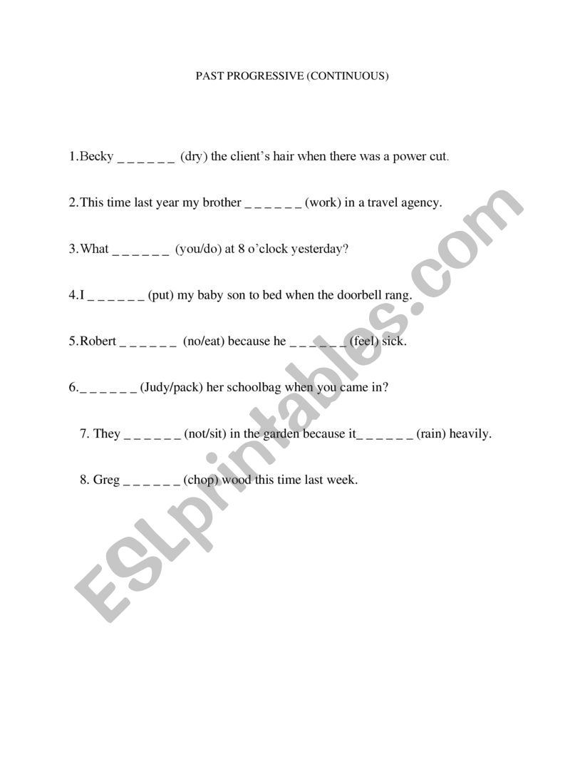 PAST CONTINUOUS worksheet