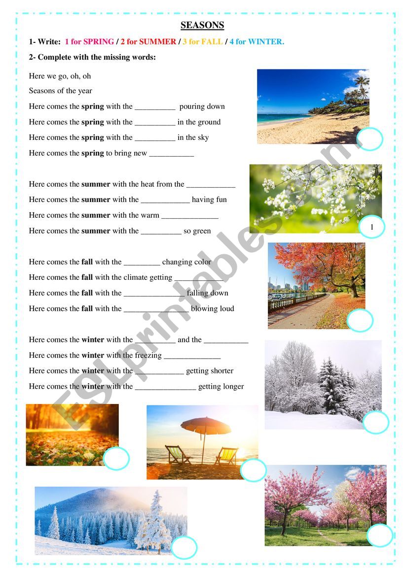 Season song worksheet