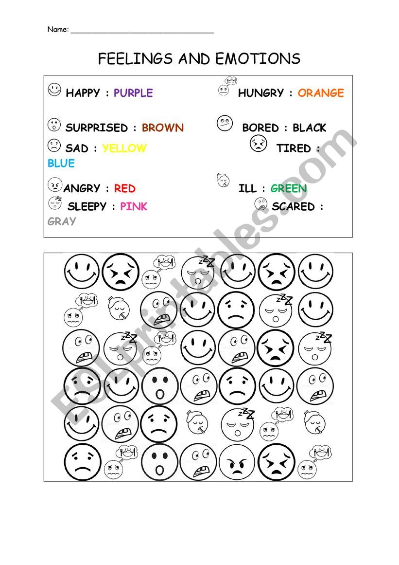 Feelings Emojis worksheet