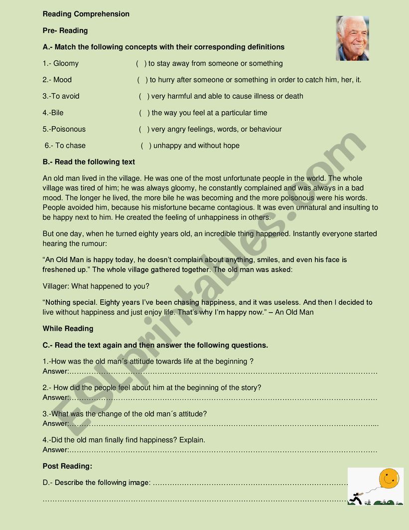 Reading comprehension  worksheet