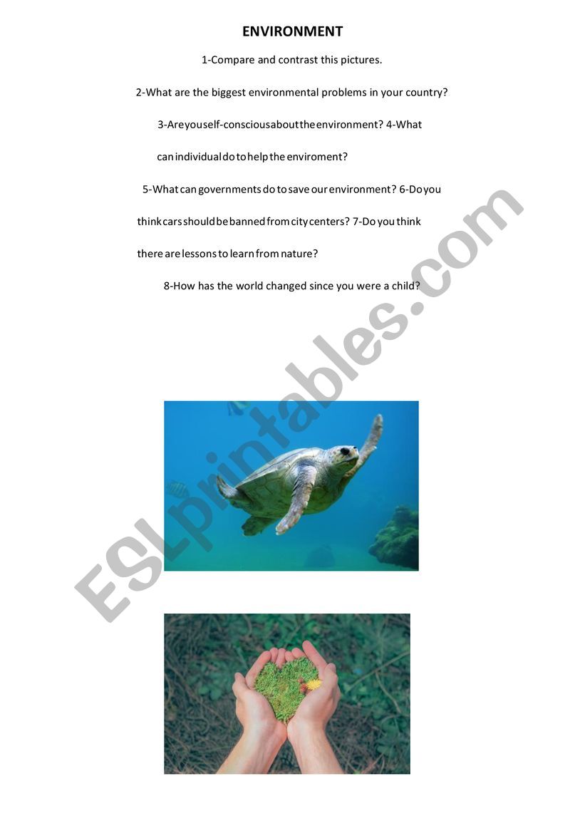 Speaking about Environment worksheet