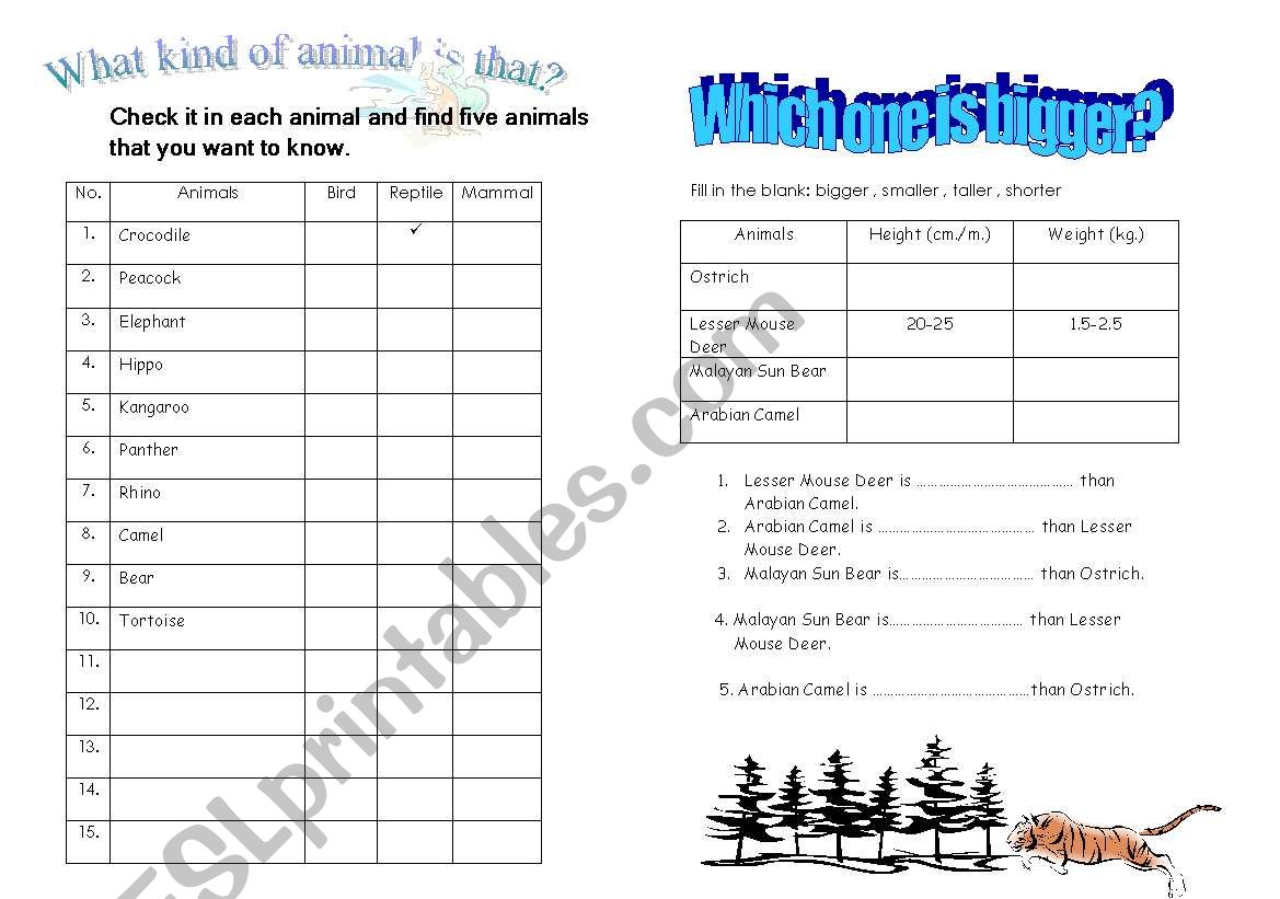 Wild animal worksheet