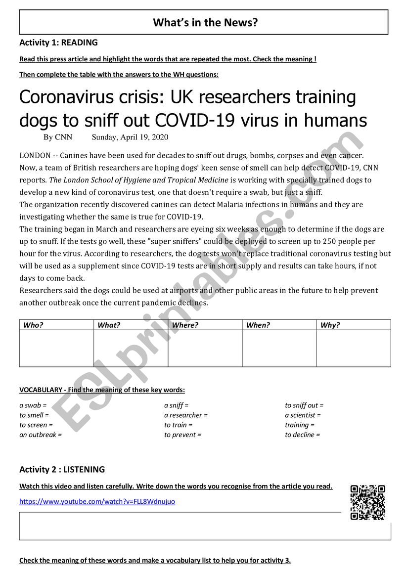 Breaking News Video :  Dogs trained to detect coronavirus