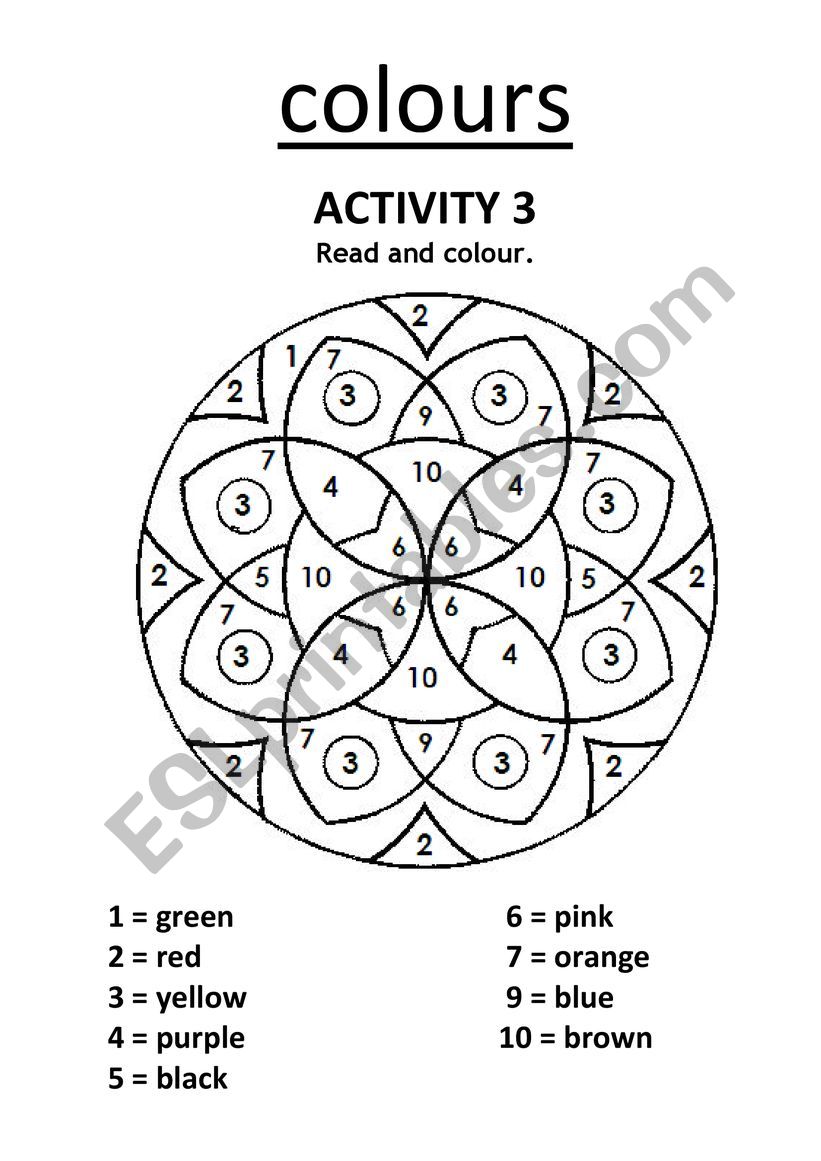 COLOURS ACTIVITY worksheet