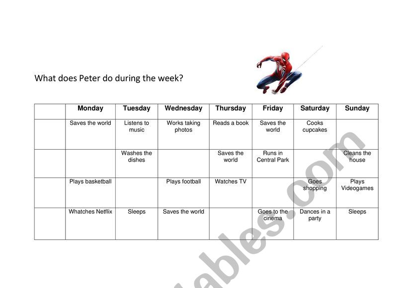 routines worksheet