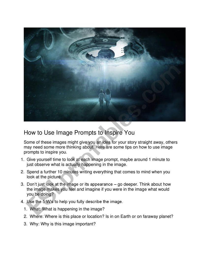 Imagery Story Writing worksheet