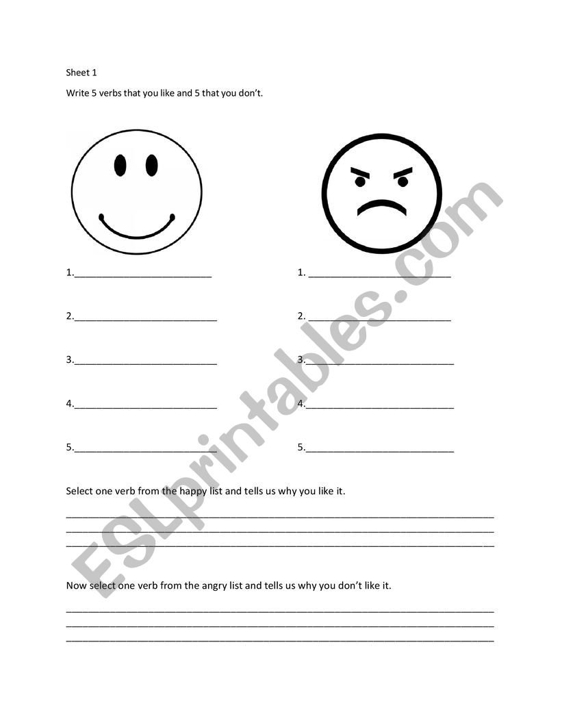 Verbs worksheet