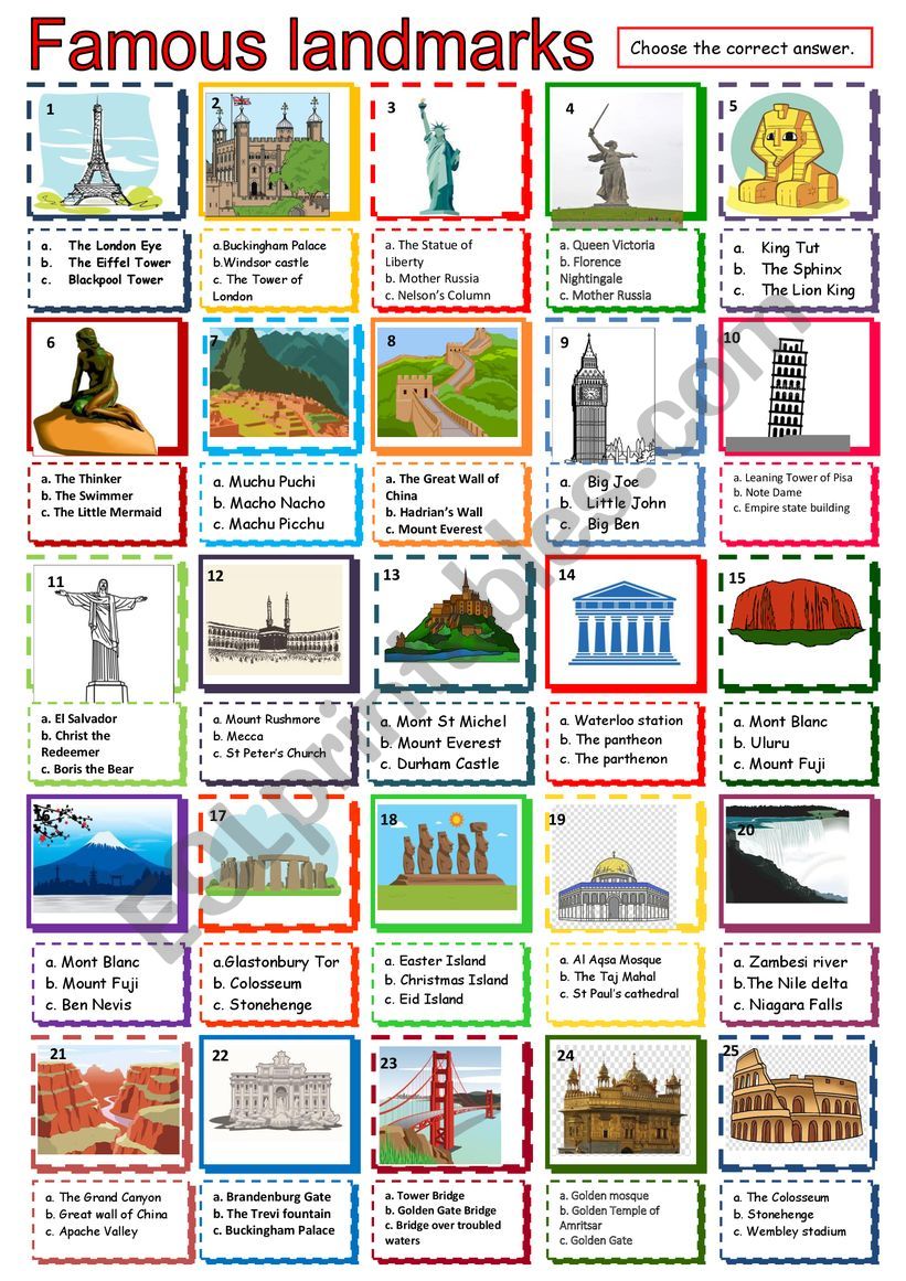 The Landmarks Around The World Worksheet - Gambaran