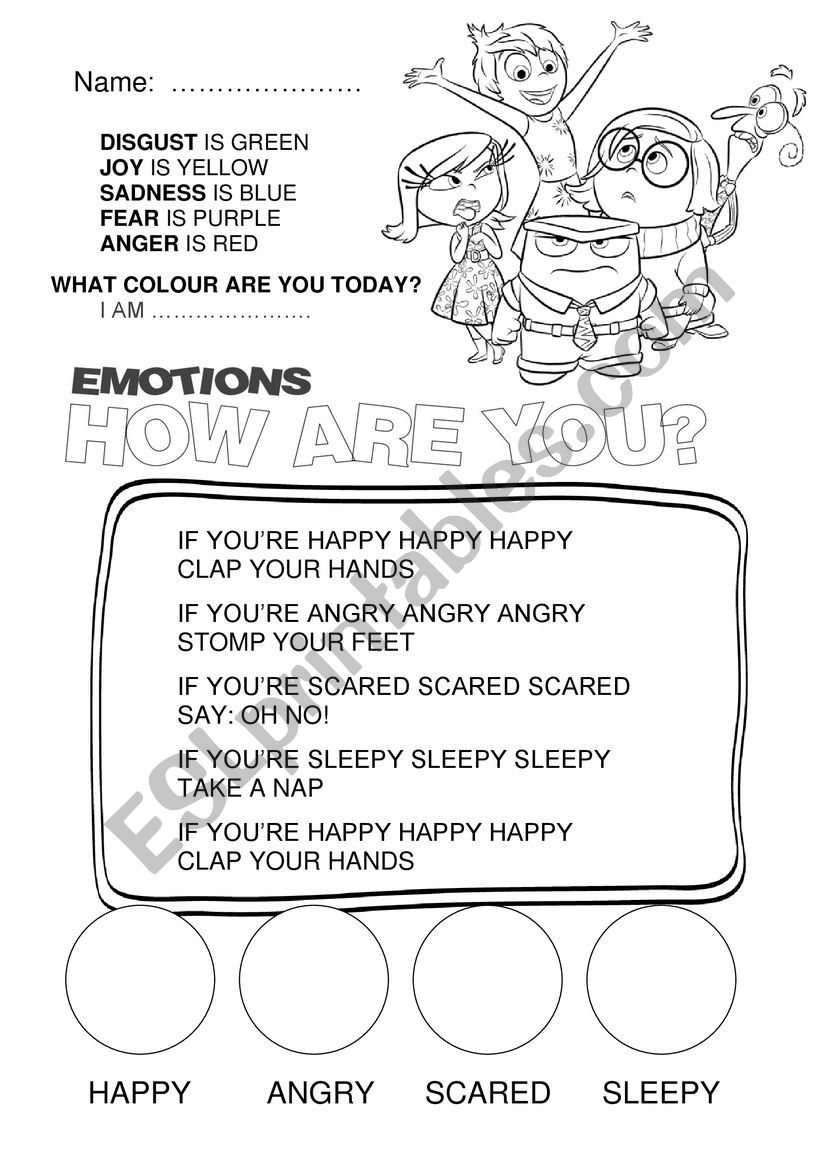 Inside Out emotions worksheet