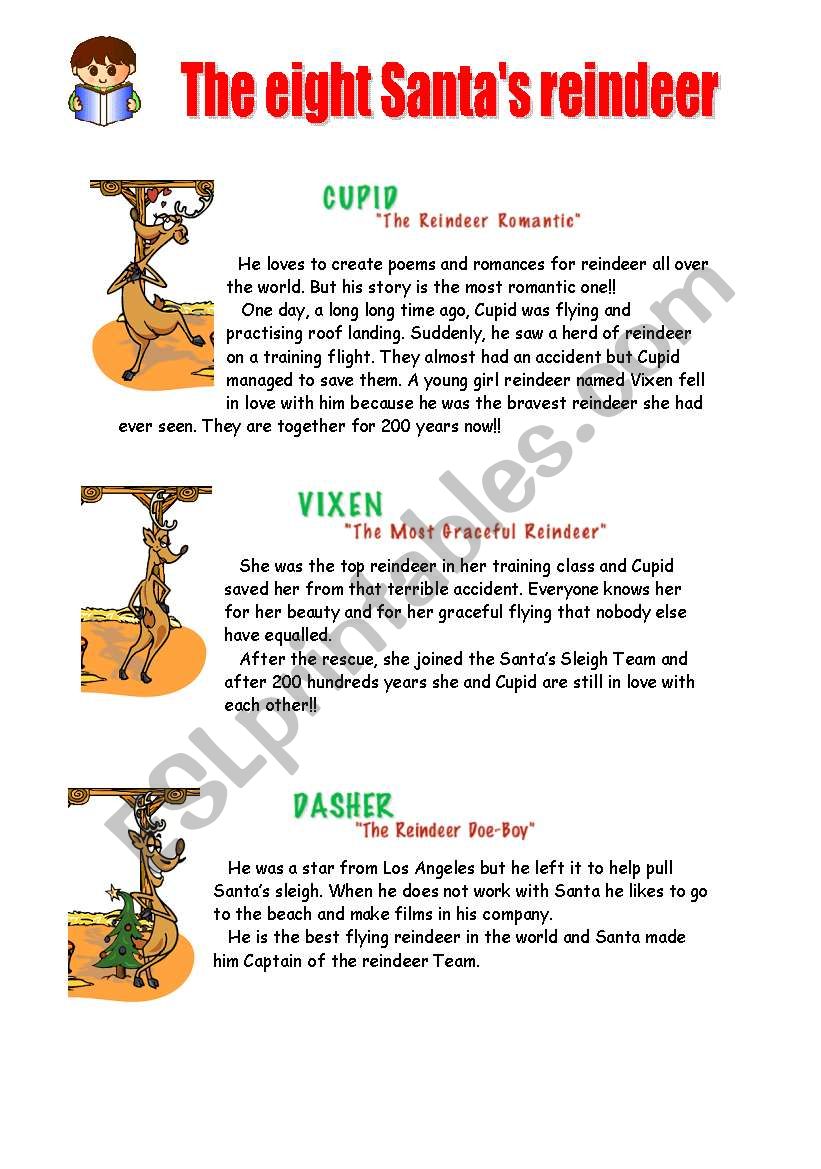 The eight Santas reindeer worksheet