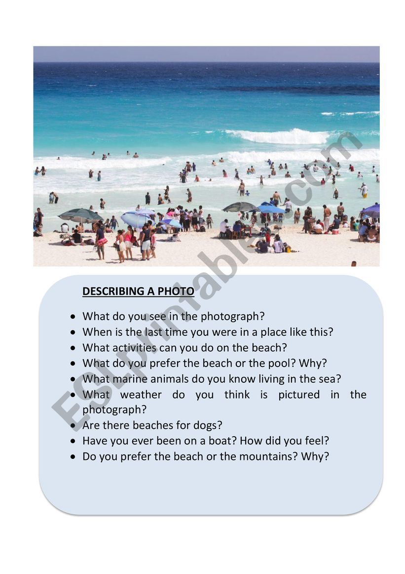 speaking photo worksheet