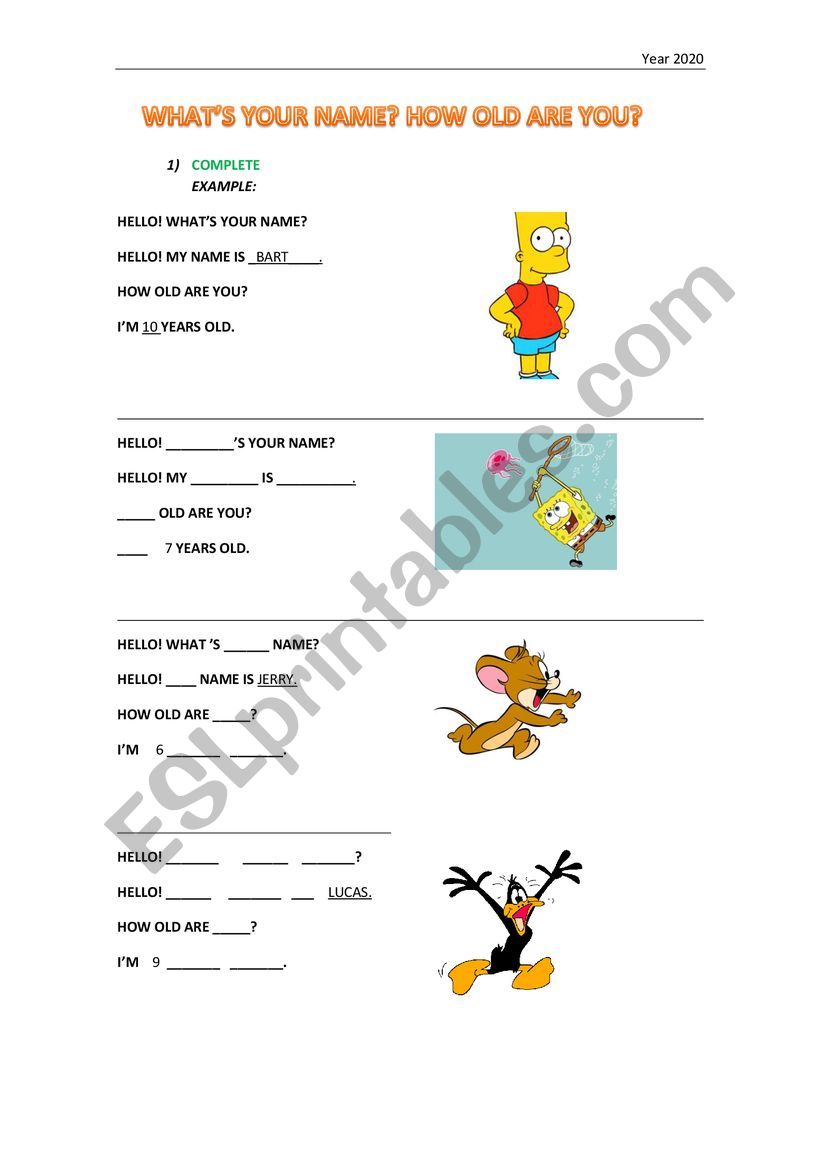 WHATÃ¯Â¿Â½S YOUR NAME - ESL worksheet by 27217447750