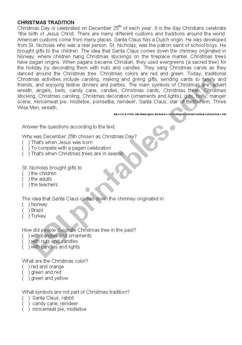 Christmas worksheet