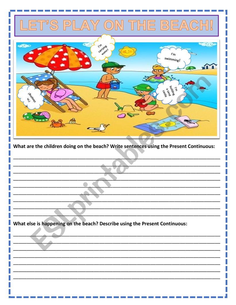 Present Continuous - Summer actions Present Continuous - Summer actions