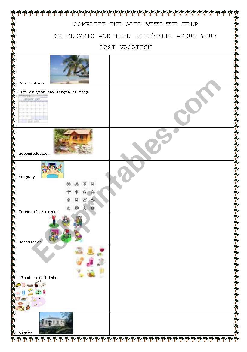 Holiday grid worksheet