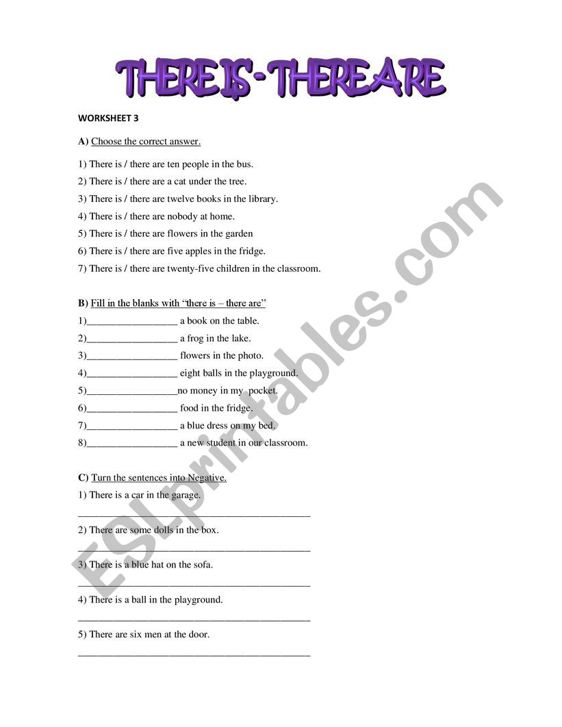 There is/ there are worksheet