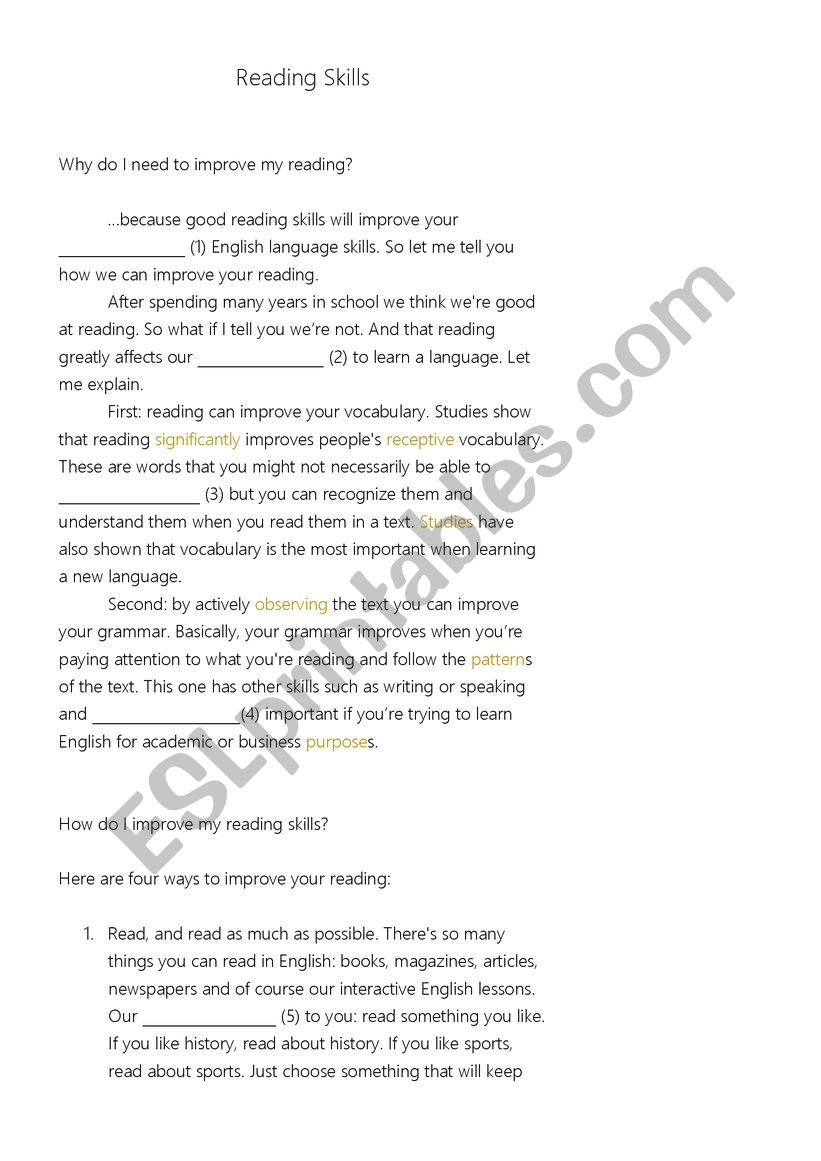 How to Improve Your Reading Skills