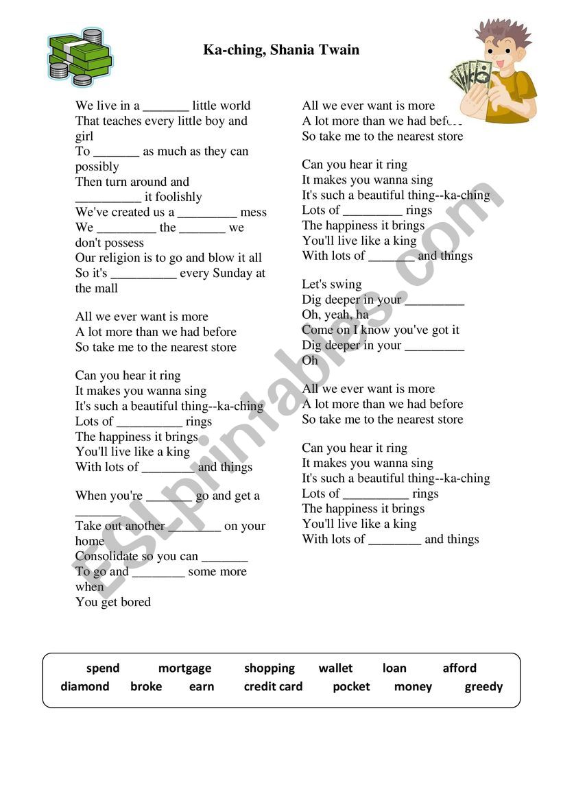 Kaching worksheet
