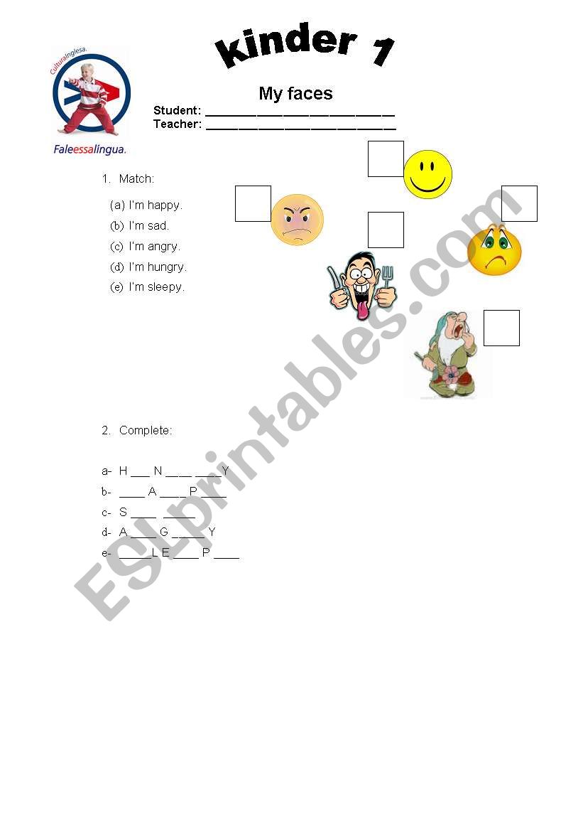 My faces worksheet