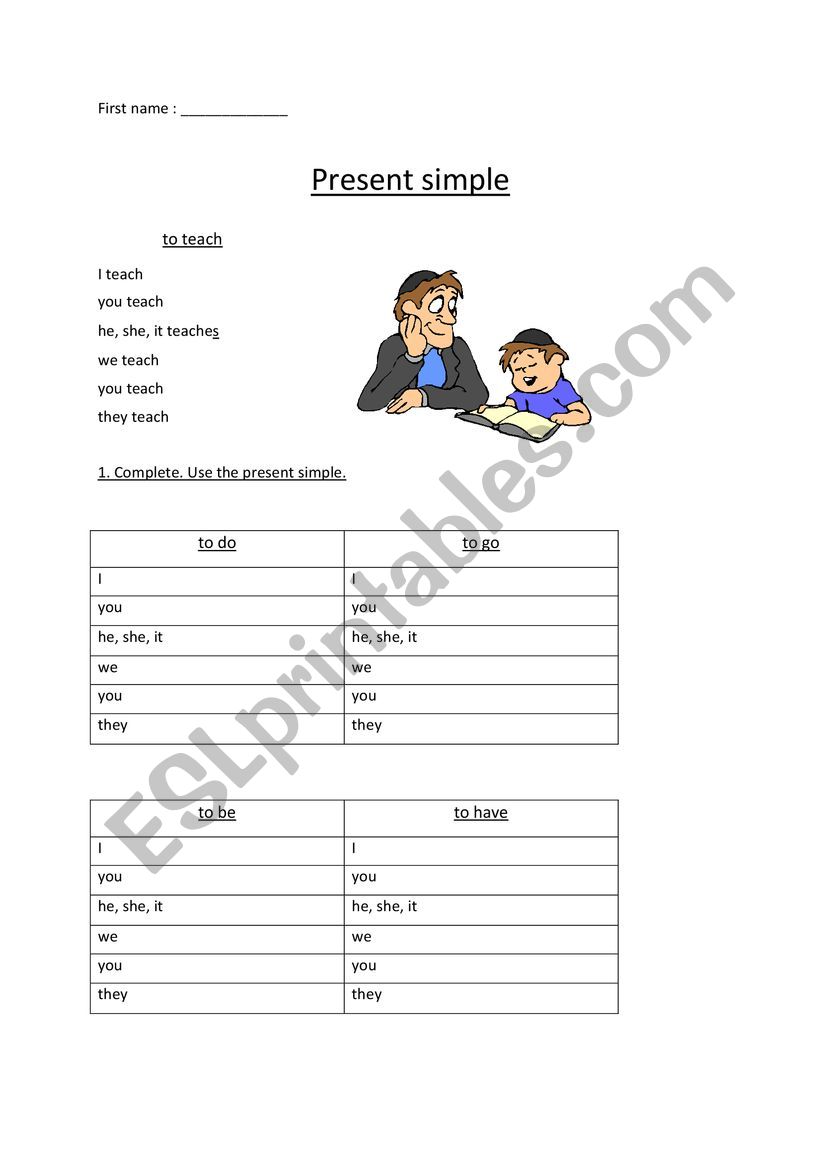 Present simple worksheet