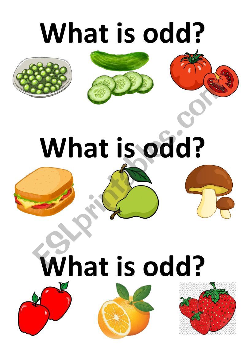 Food. The Odd Word. worksheet