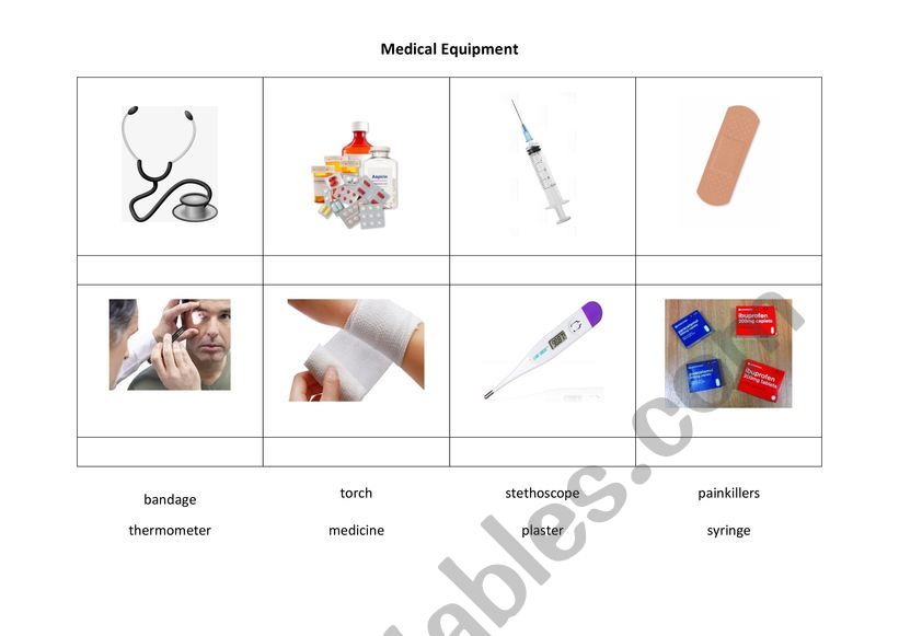 Medical equipment worksheet